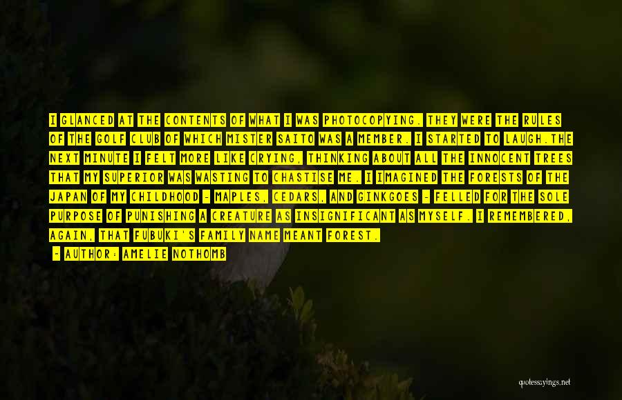 Amelie Nothomb Quotes: I Glanced At The Contents Of What I Was Photocopying. They Were The Rules Of The Golf Club Of Which