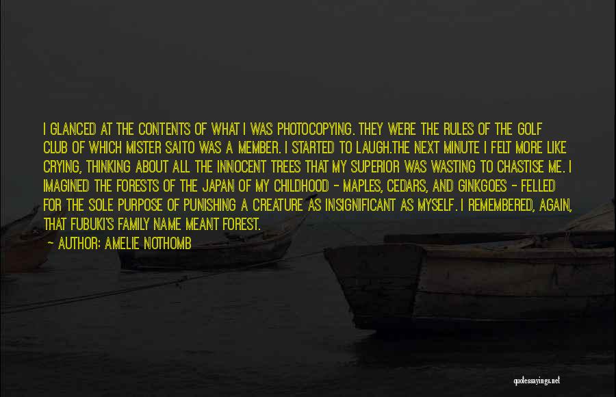 Amelie Nothomb Quotes: I Glanced At The Contents Of What I Was Photocopying. They Were The Rules Of The Golf Club Of Which