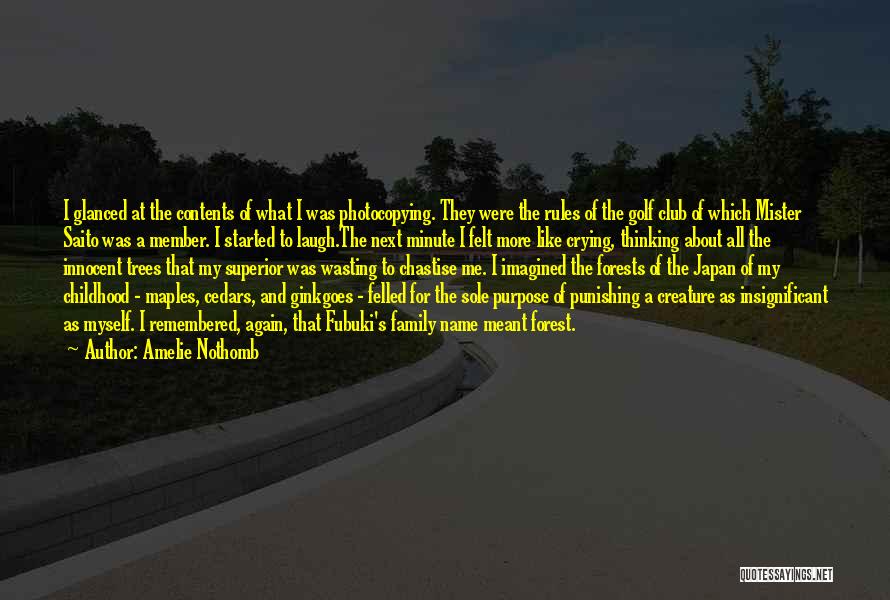 Amelie Nothomb Quotes: I Glanced At The Contents Of What I Was Photocopying. They Were The Rules Of The Golf Club Of Which