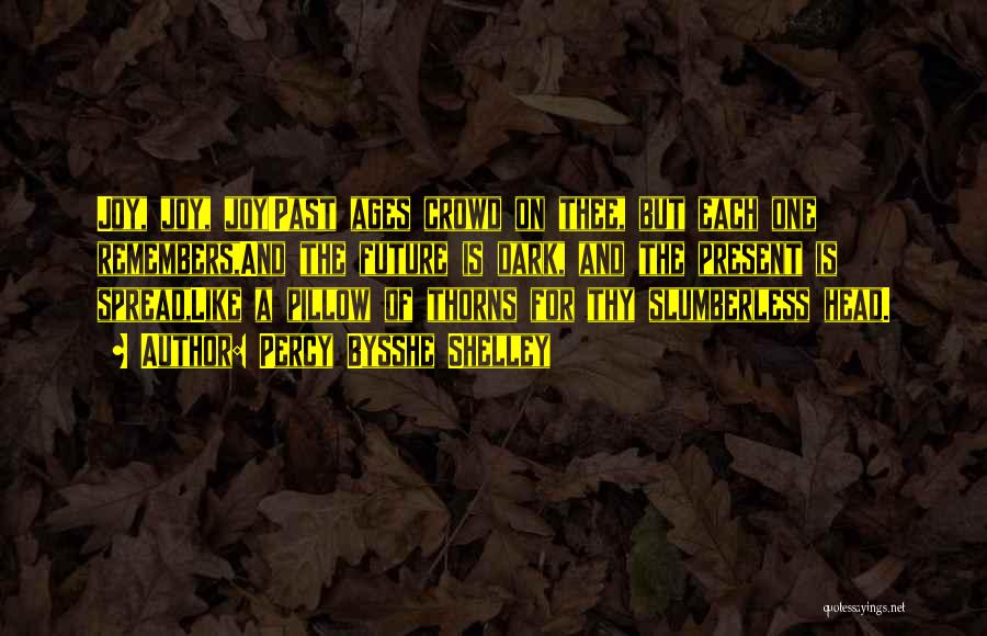 Percy Bysshe Shelley Quotes: Joy, Joy, Joy!past Ages Crowd On Thee, But Each One Remembers,and The Future Is Dark, And The Present Is Spread,like