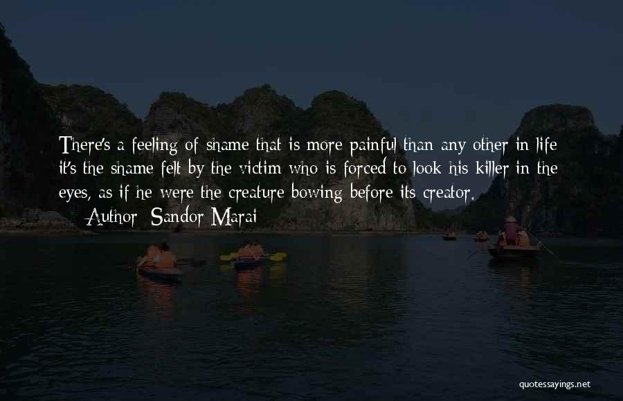 Sandor Marai Quotes: There's A Feeling Of Shame That Is More Painful Than Any Other In Life; It's The Shame Felt By The