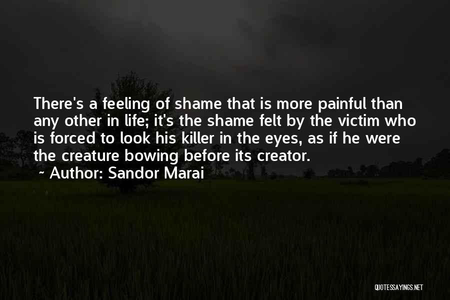 Sandor Marai Quotes: There's A Feeling Of Shame That Is More Painful Than Any Other In Life; It's The Shame Felt By The