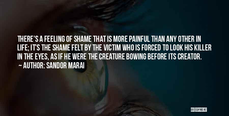 Sandor Marai Quotes: There's A Feeling Of Shame That Is More Painful Than Any Other In Life; It's The Shame Felt By The