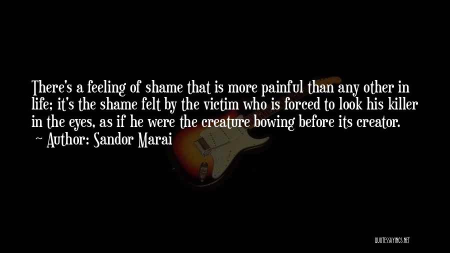 Sandor Marai Quotes: There's A Feeling Of Shame That Is More Painful Than Any Other In Life; It's The Shame Felt By The