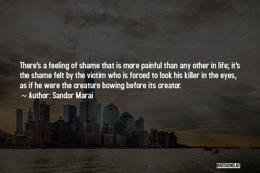 Sandor Marai Quotes: There's A Feeling Of Shame That Is More Painful Than Any Other In Life; It's The Shame Felt By The