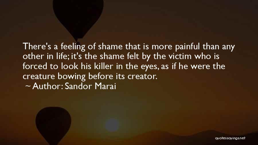 Sandor Marai Quotes: There's A Feeling Of Shame That Is More Painful Than Any Other In Life; It's The Shame Felt By The