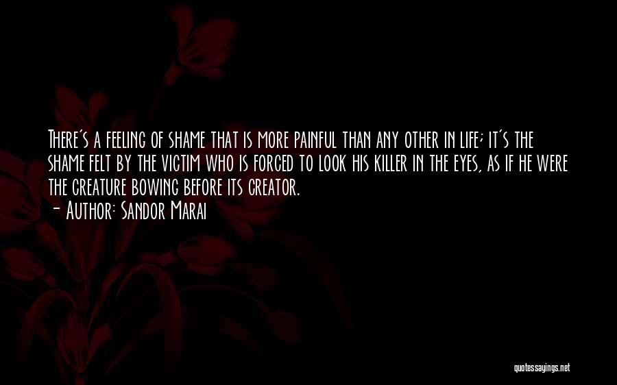 Sandor Marai Quotes: There's A Feeling Of Shame That Is More Painful Than Any Other In Life; It's The Shame Felt By The
