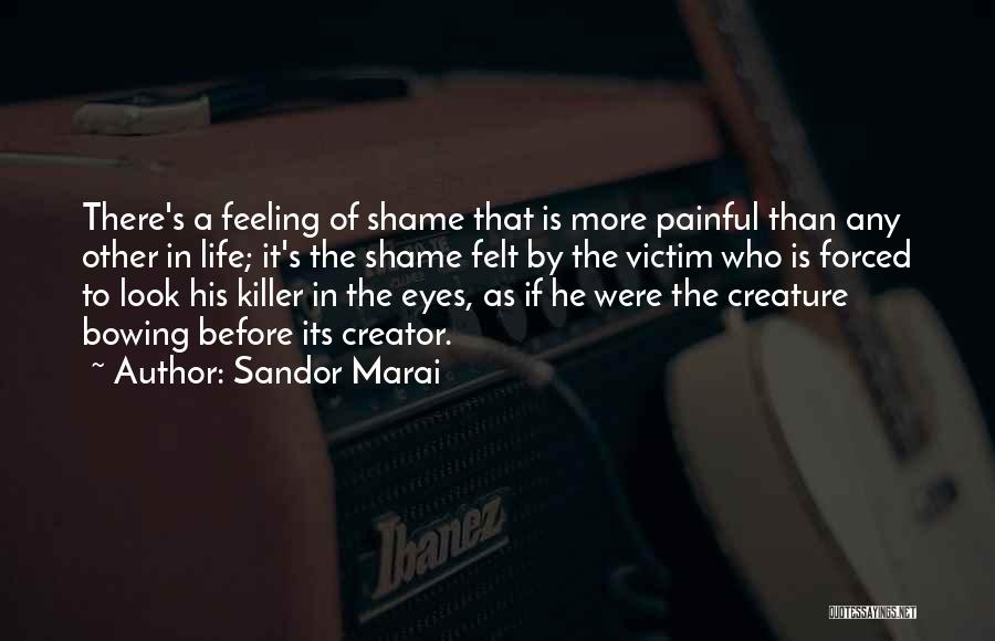 Sandor Marai Quotes: There's A Feeling Of Shame That Is More Painful Than Any Other In Life; It's The Shame Felt By The