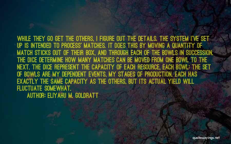 Eliyahu M. Goldratt Quotes: While They Go Get The Others, I Figure Out The Details. The System I've Set Up Is Intended To Process'