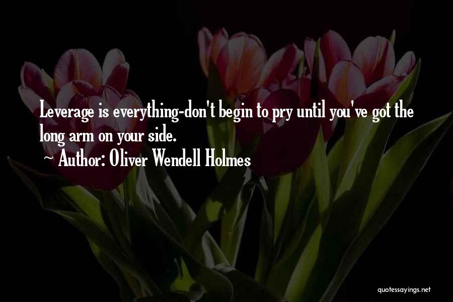 Oliver Wendell Holmes Quotes: Leverage Is Everything-don't Begin To Pry Until You've Got The Long Arm On Your Side.