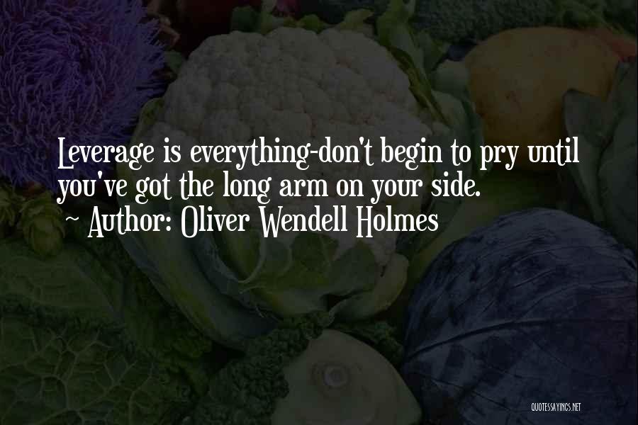 Oliver Wendell Holmes Quotes: Leverage Is Everything-don't Begin To Pry Until You've Got The Long Arm On Your Side.