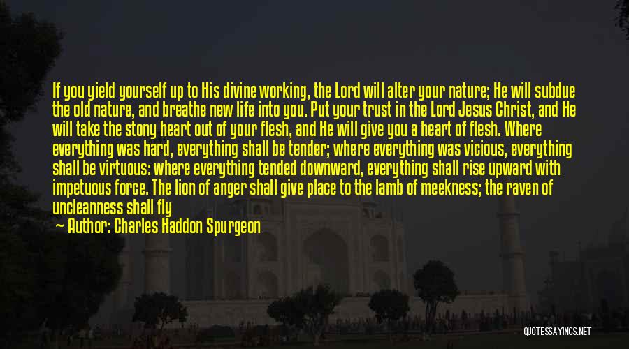 Charles Haddon Spurgeon Quotes: If You Yield Yourself Up To His Divine Working, The Lord Will Alter Your Nature; He Will Subdue The Old