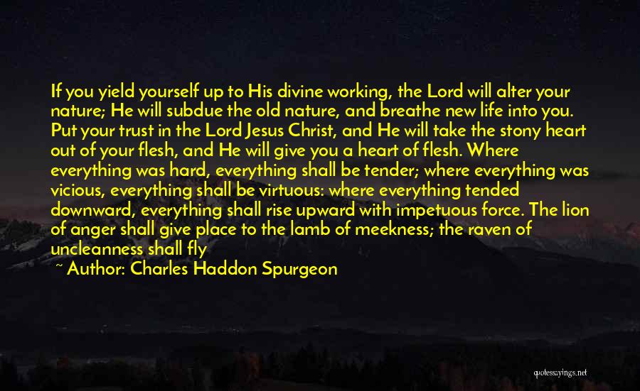 Charles Haddon Spurgeon Quotes: If You Yield Yourself Up To His Divine Working, The Lord Will Alter Your Nature; He Will Subdue The Old