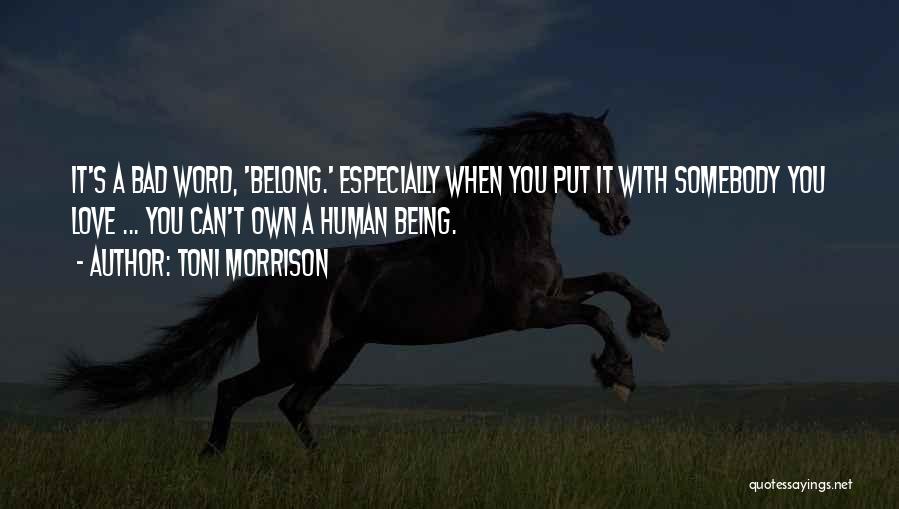 Toni Morrison Quotes: It's A Bad Word, 'belong.' Especially When You Put It With Somebody You Love ... You Can't Own A Human