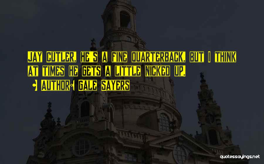 Gale Sayers Quotes: Jay Cutler, He's A Fine Quarterback, But I Think At Times He Gets A Little Nicked Up.