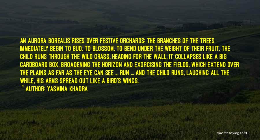 Yasmina Khadra Quotes: An Aurora Borealis Rises Over Festive Orchards; The Branches Of The Trees Immediately Begin To Bud, To Blossom, To Bend