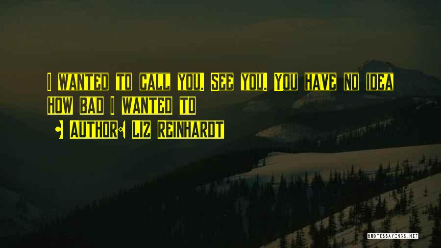 Liz Reinhardt Quotes: I Wanted To Call You. See You. You Have No Idea How Bad I Wanted To