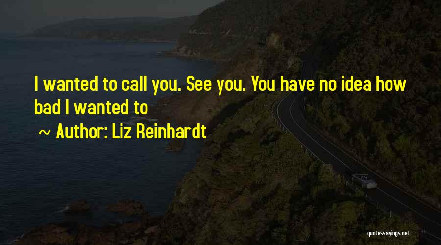 Liz Reinhardt Quotes: I Wanted To Call You. See You. You Have No Idea How Bad I Wanted To