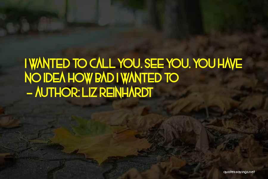 Liz Reinhardt Quotes: I Wanted To Call You. See You. You Have No Idea How Bad I Wanted To