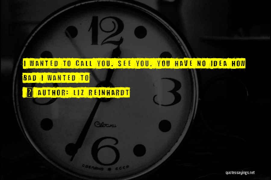 Liz Reinhardt Quotes: I Wanted To Call You. See You. You Have No Idea How Bad I Wanted To