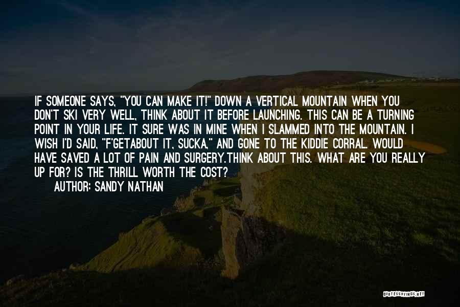 Sandy Nathan Quotes: If Someone Says, You Can Make It! Down A Vertical Mountain When You Don't Ski Very Well, Think About It