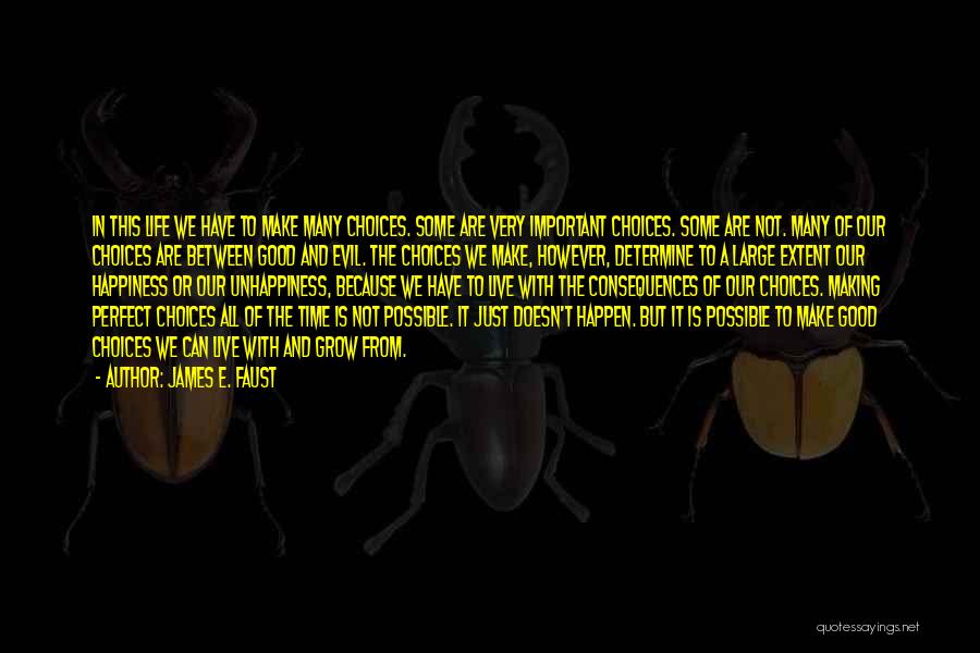 James E. Faust Quotes: In This Life We Have To Make Many Choices. Some Are Very Important Choices. Some Are Not. Many Of Our