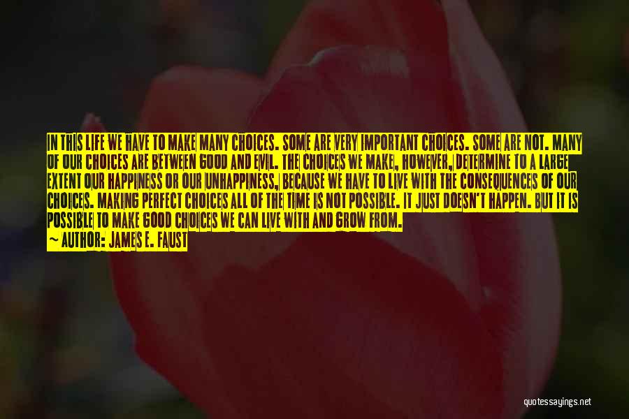 James E. Faust Quotes: In This Life We Have To Make Many Choices. Some Are Very Important Choices. Some Are Not. Many Of Our