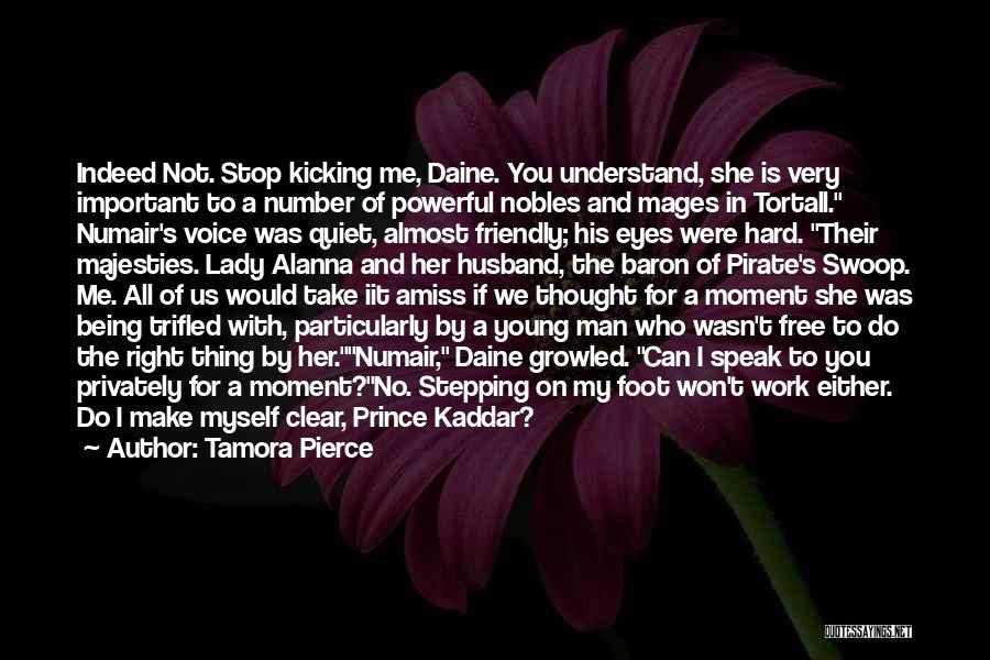 Tamora Pierce Quotes: Indeed Not. Stop Kicking Me, Daine. You Understand, She Is Very Important To A Number Of Powerful Nobles And Mages