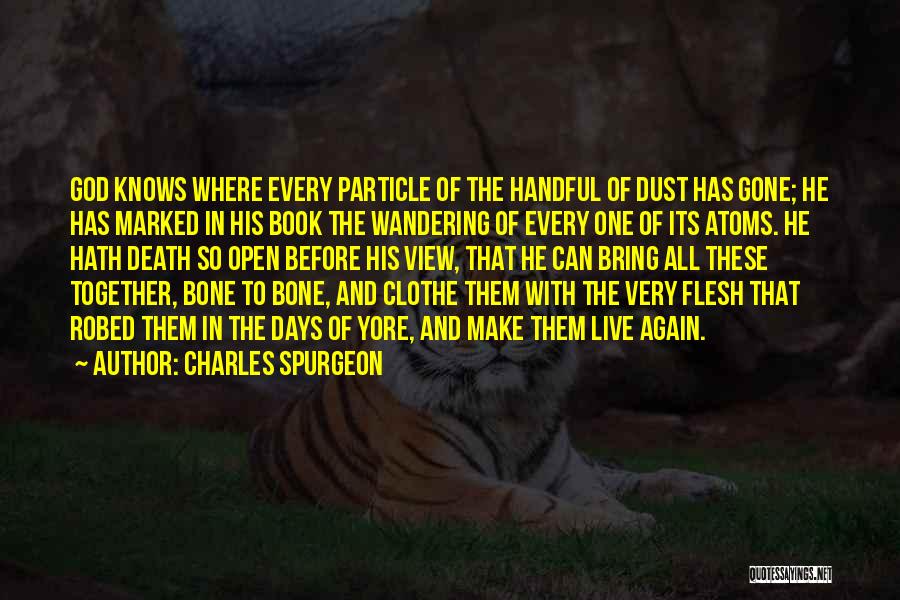 Charles Spurgeon Quotes: God Knows Where Every Particle Of The Handful Of Dust Has Gone; He Has Marked In His Book The Wandering