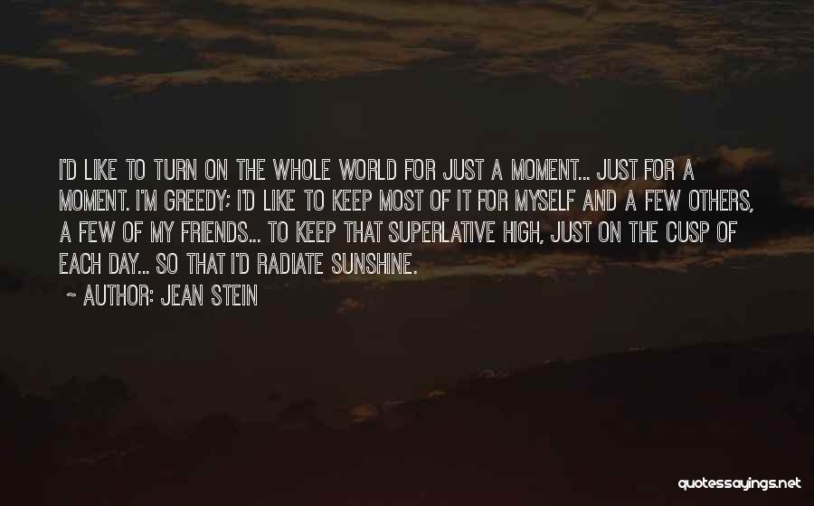 Jean Stein Quotes: I'd Like To Turn On The Whole World For Just A Moment... Just For A Moment. I'm Greedy; I'd Like