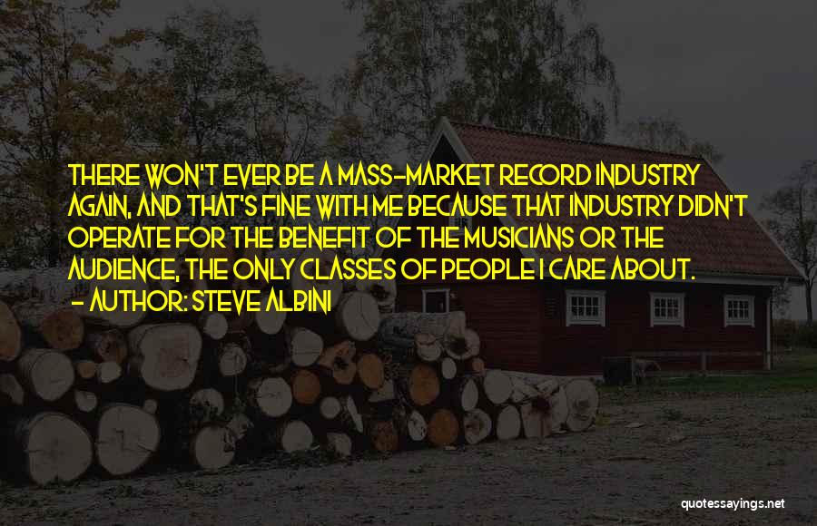 Steve Albini Quotes: There Won't Ever Be A Mass-market Record Industry Again, And That's Fine With Me Because That Industry Didn't Operate For