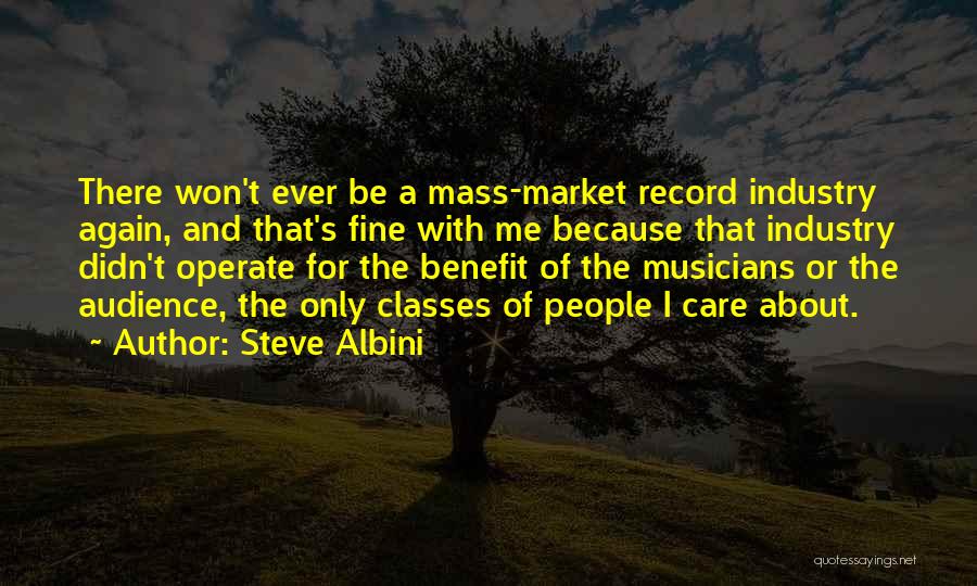 Steve Albini Quotes: There Won't Ever Be A Mass-market Record Industry Again, And That's Fine With Me Because That Industry Didn't Operate For