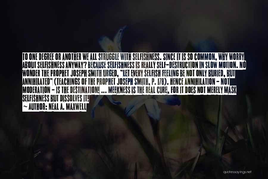 Neal A. Maxwell Quotes: To One Degree Or Another We All Struggle With Selfishness. Since It Is So Common, Why Worry About Selfishness Anyway?