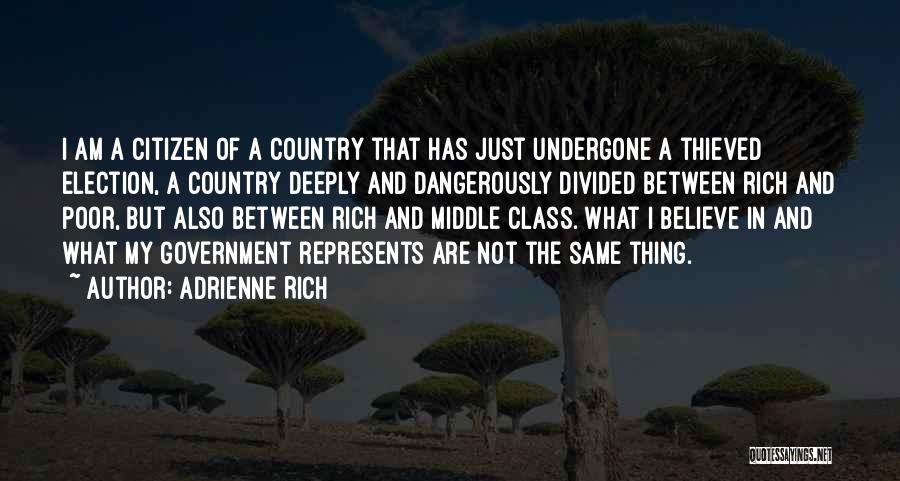 Adrienne Rich Quotes: I Am A Citizen Of A Country That Has Just Undergone A Thieved Election, A Country Deeply And Dangerously Divided