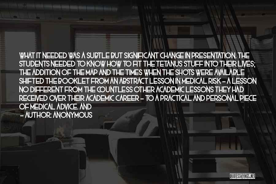 Anonymous Quotes: What It Needed Was A Subtle But Significant Change In Presentation. The Students Needed To Know How To Fit The