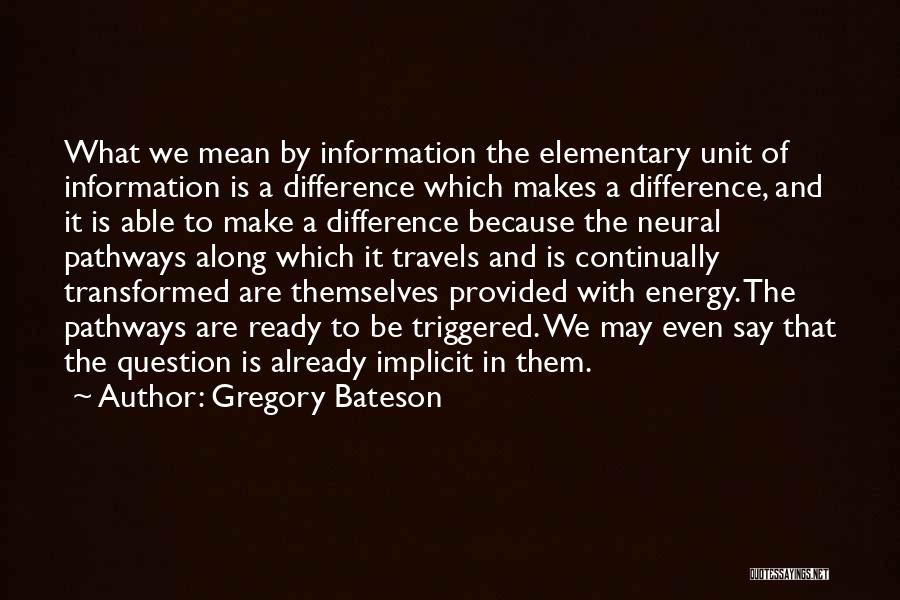 Gregory Bateson Quotes: What We Mean By Information The Elementary Unit Of Information Is A Difference Which Makes A Difference, And It Is