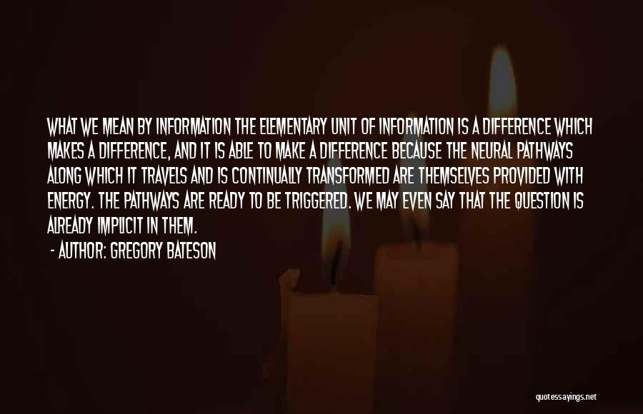 Gregory Bateson Quotes: What We Mean By Information The Elementary Unit Of Information Is A Difference Which Makes A Difference, And It Is