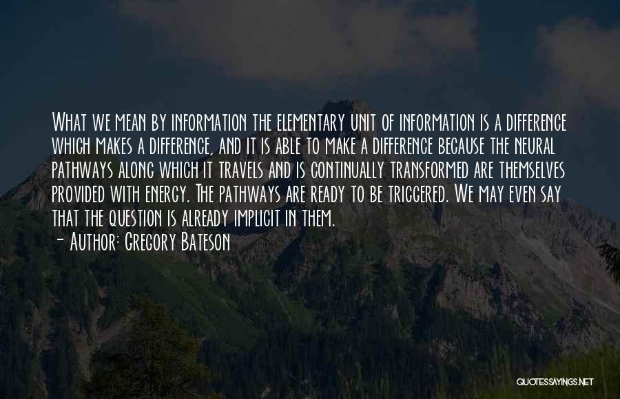 Gregory Bateson Quotes: What We Mean By Information The Elementary Unit Of Information Is A Difference Which Makes A Difference, And It Is