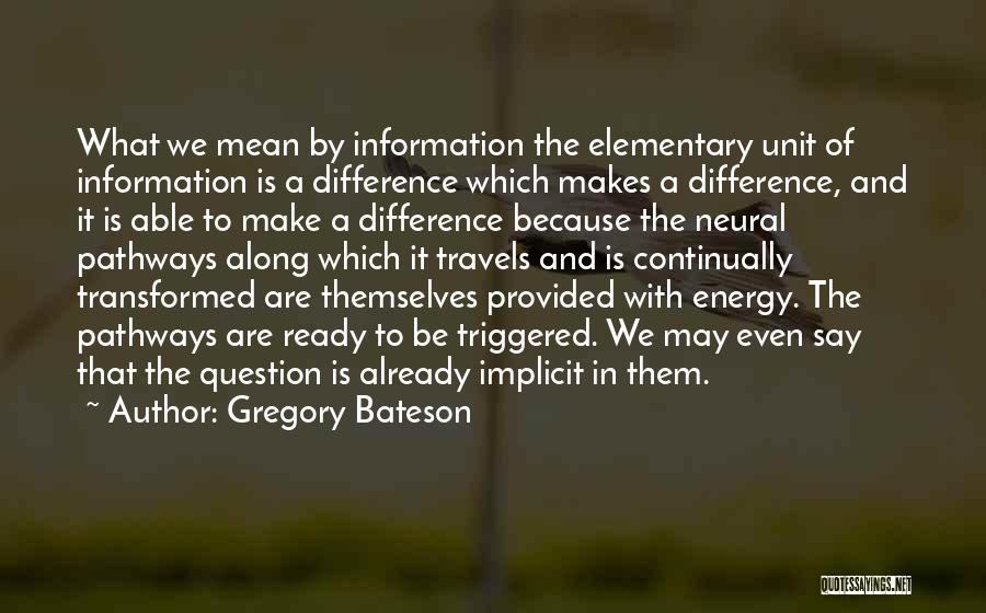 Gregory Bateson Quotes: What We Mean By Information The Elementary Unit Of Information Is A Difference Which Makes A Difference, And It Is