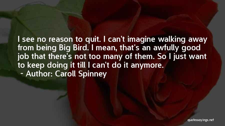 Caroll Spinney Quotes: I See No Reason To Quit. I Can't Imagine Walking Away From Being Big Bird. I Mean, That's An Awfully