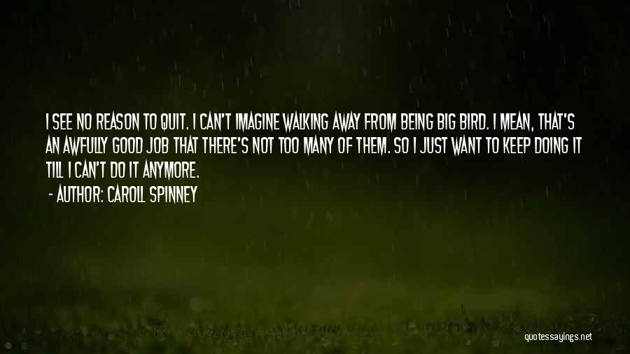 Caroll Spinney Quotes: I See No Reason To Quit. I Can't Imagine Walking Away From Being Big Bird. I Mean, That's An Awfully