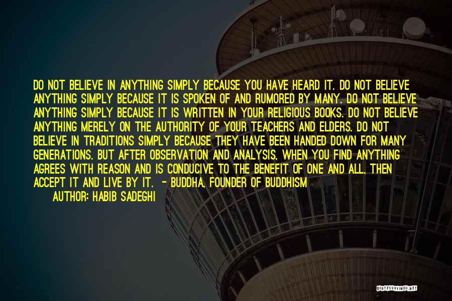 Habib Sadeghi Quotes: Do Not Believe In Anything Simply Because You Have Heard It. Do Not Believe Anything Simply Because It Is Spoken