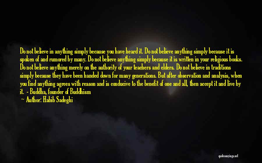 Habib Sadeghi Quotes: Do Not Believe In Anything Simply Because You Have Heard It. Do Not Believe Anything Simply Because It Is Spoken