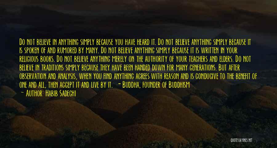 Habib Sadeghi Quotes: Do Not Believe In Anything Simply Because You Have Heard It. Do Not Believe Anything Simply Because It Is Spoken