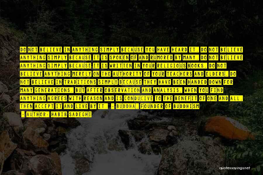 Habib Sadeghi Quotes: Do Not Believe In Anything Simply Because You Have Heard It. Do Not Believe Anything Simply Because It Is Spoken