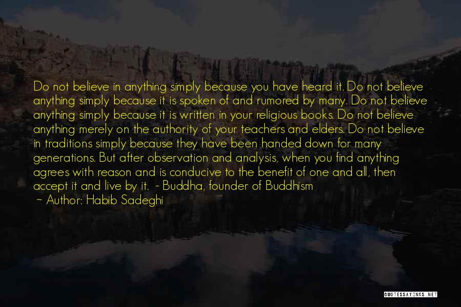 Habib Sadeghi Quotes: Do Not Believe In Anything Simply Because You Have Heard It. Do Not Believe Anything Simply Because It Is Spoken