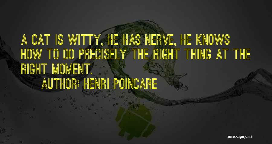 Henri Poincare Quotes: A Cat Is Witty, He Has Nerve, He Knows How To Do Precisely The Right Thing At The Right Moment.