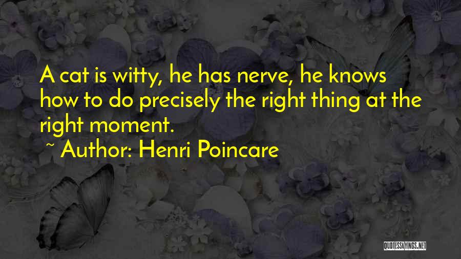 Henri Poincare Quotes: A Cat Is Witty, He Has Nerve, He Knows How To Do Precisely The Right Thing At The Right Moment.