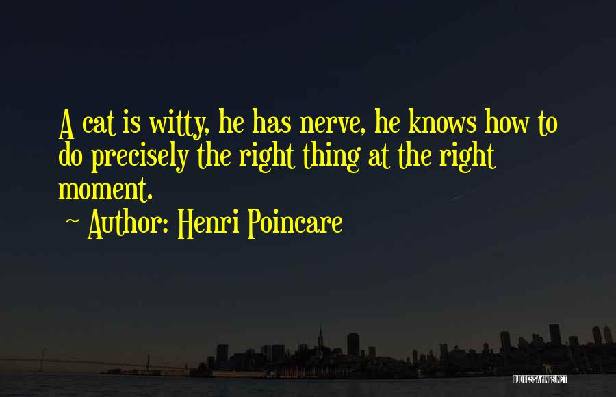 Henri Poincare Quotes: A Cat Is Witty, He Has Nerve, He Knows How To Do Precisely The Right Thing At The Right Moment.