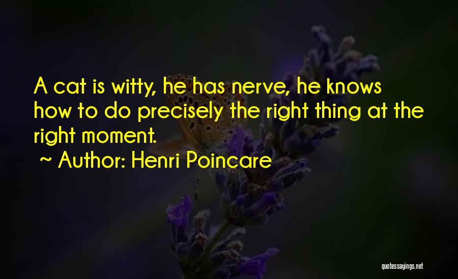 Henri Poincare Quotes: A Cat Is Witty, He Has Nerve, He Knows How To Do Precisely The Right Thing At The Right Moment.